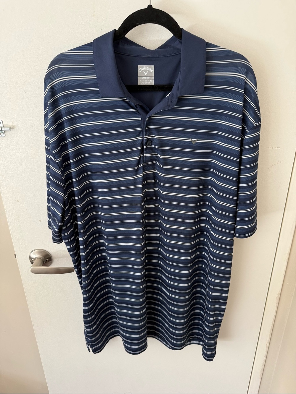 Callaway Men's Navy and White Striped Polo